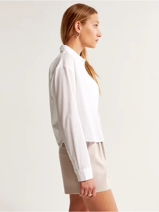 Abercrombie Curve Love A&F Sloane High Rise Tailored Shorts 4.5in - 2  26  Taupe - Picture 5 of 16